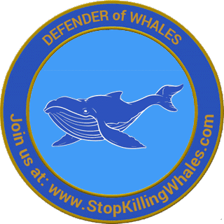 Round logo with humpback whale